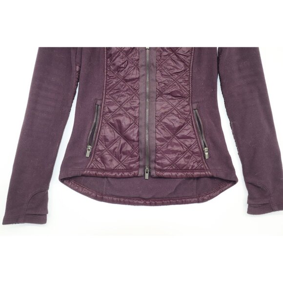 COPY - Athleta Womens Plum Quilted Full-Zip Fleece Jacket With Hood Size S - Picture 5 of 10